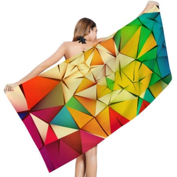 Kreativt Geometrisk Print Strandhåndklæde Udendørs Hurtigtørrende Svømning Surfing Sport Håndklæder Yoga Måtte Strandstol Tæppe 80*160cm 1 80x160m