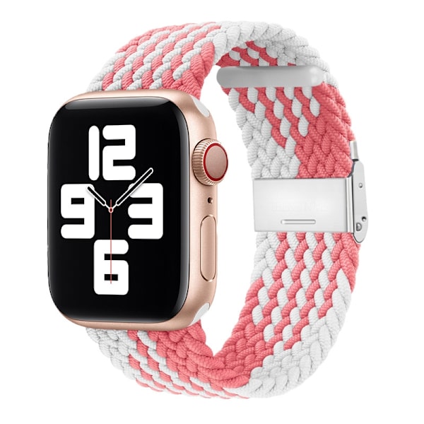 Kellon ranneke Apple Watch iWatch 38/40/41mm Loop Z-kuvioinen vaaleanpunainen ja valkoinen