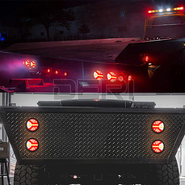 4 tum 12V 24V Runda LED Baklyktor Lastbil Bakljus För Släpvagnar 4x4 Van Pickup Baklampa Dynamisk Blinkers Stoppljus 2pcs Overseas