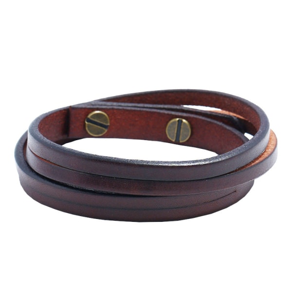 Retro Enkelt To Sirkel Kuskinn Armbånd Ornament Mote Vill Punk Rock Lærarmbånd Brown