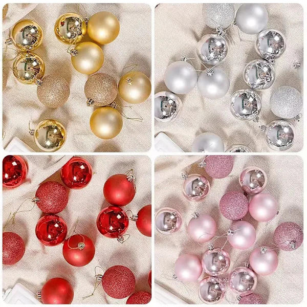 12 kpl Joulupallokoristeita joulukuusen koristeluun, särkymättömiä riippuvia palloja, juhlava juhlakoristelu Style03-4PCS