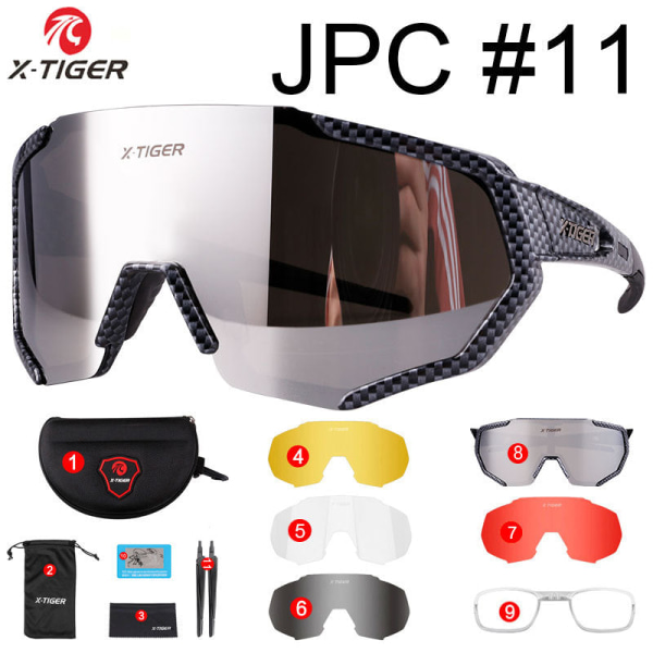 X-Tiger glasögon för ridning 5 linser män och kvinnor utomhus atletiska glasögon Cykel polariserade solglasögon JPC#11 17cm