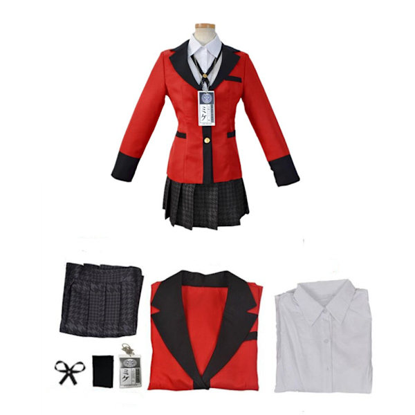 Kakegurui Jabami Yumeko Cosplay -asu Halloween Sayaka Pakkomielteinen Uhkapeluri Anime Koulutyttö Laskostettu Hame Koko Puku A2 XXL