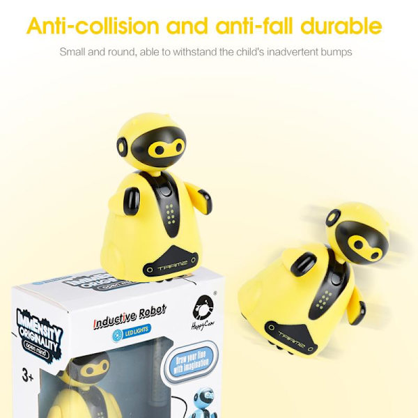 Rita Linjer Följ Leksak Magisk Penna Induktiv Barn Baby Lastbil Tank Leksak Mini RC Robot Ingenjörsfordon Bil Följ Pingvin Gåva 1pc Orange Robot As photo