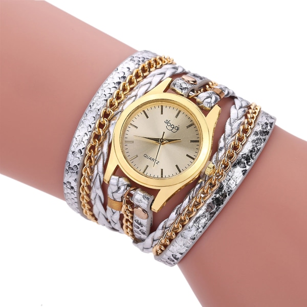 Retro stil dam slingrande armband Watch Woven Serpentine brittisk watch dam Gold