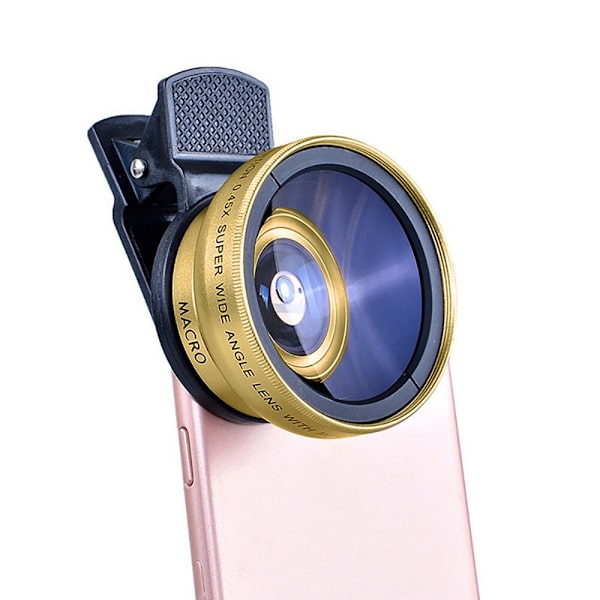 2-i-1 Super Vidvinkelobjektiv Mobiltelefon Makro HD Kameraobjektiv Til iPhone 13 12 11 8 XS Huawei Xiaomi Samsung Makro Fisheye-objektiv Red