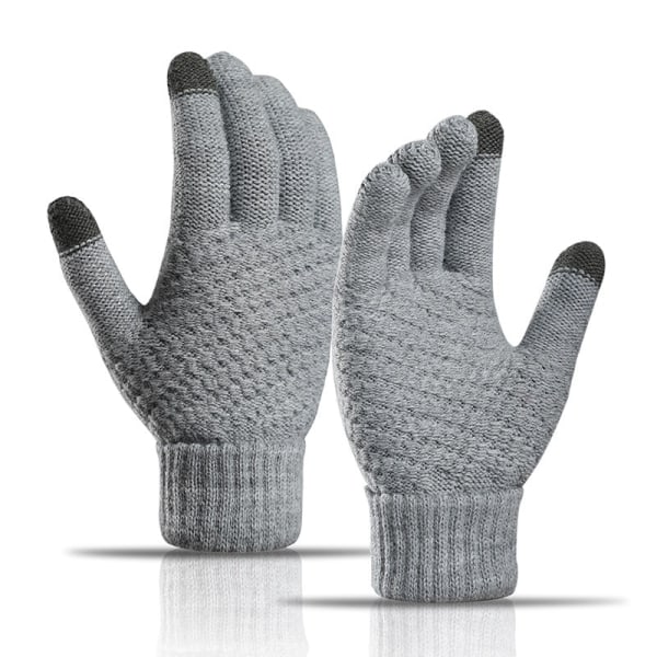 Vinter Touch Screen Handsker til Mænd Kvinder Fuld Finger Imitation Uld Varme Elastiske Strikkede Vanter Tykke Hæklede Vanter White One Size