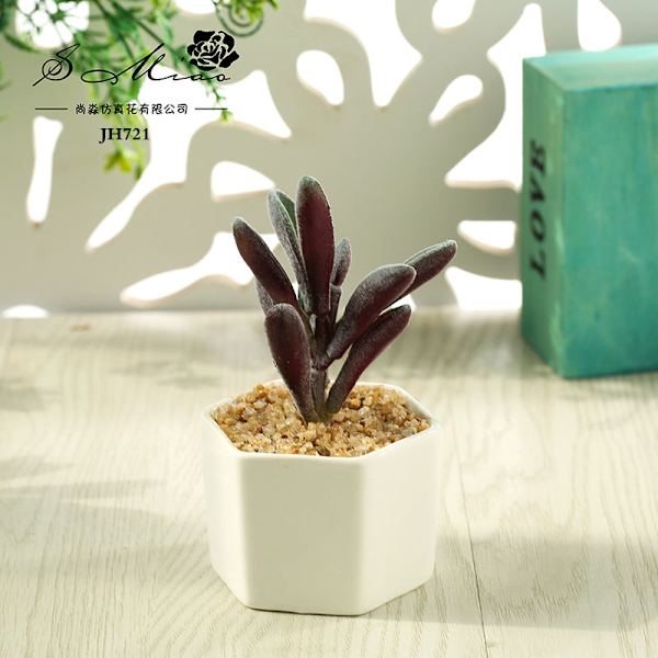 Konstgjord Suckulent Växt Bonsai (Kruka Ingår) Konstgjord Blomma Kreativ Dekoration Konstgjord Växt Peperomia flocking purple