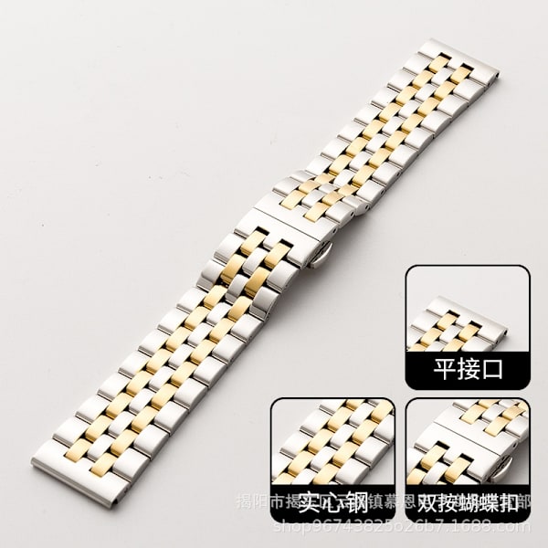 Klockarmband för Apple Watch iWatch 38/40/41/s10 42mm gränssnitt Silver Guld-Medo Fem Stållänk med snabbfästen