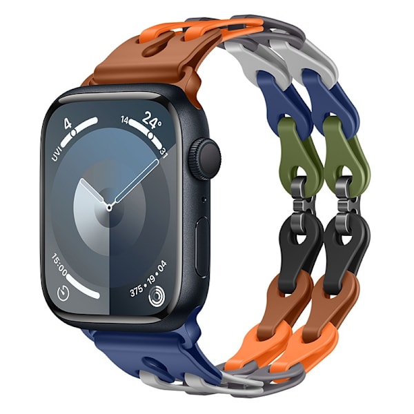 Urrem til Apple Watch iWatch 38/40/41/42mm camouflage syv farver sort knap