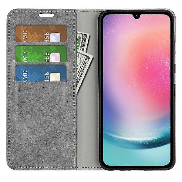 Kompatibelt Skal för Samsung Galaxy A16 5G / A16 4G - Plånboksfodral i Läder med Hudkänsla Grey