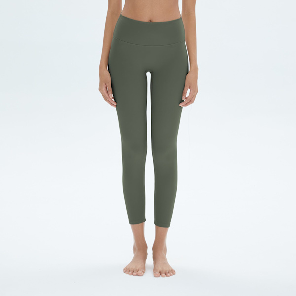Europæiske og amerikanske højtaljede Lulu yogabukser med 'ingen pinlige linjer', strækbare, hofteløftende træningsbukser Moss Green L