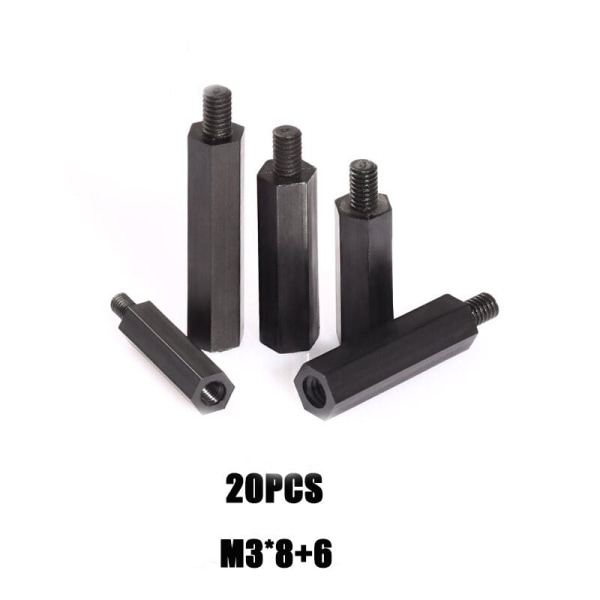 20/180 stk. M3 Hun Han Hex Sekskantet Søjle Nylon Afstandsstykke Kolonne Til PCB Bundkort Plastik Afstands Phillips Skruer 180pcs black
