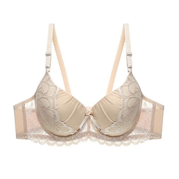 B C Kup Sexig BH Underkläder Solid Push Up Dam BH Spets Beige 85C