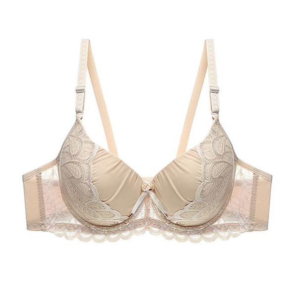 B C Kup Sexig BH Underkläder Solid Push Up Dam BH Spets Beige 95B