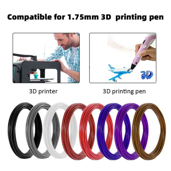 10/20 rullar 10M diameter PLA-filament för 3D-penna utskriftsmaterial 1,75 mm 200M Ingen lukt Säkerhet Plastpåfyllning för 3D-skrivare Penna PLA-5Meter-30Color As photo
