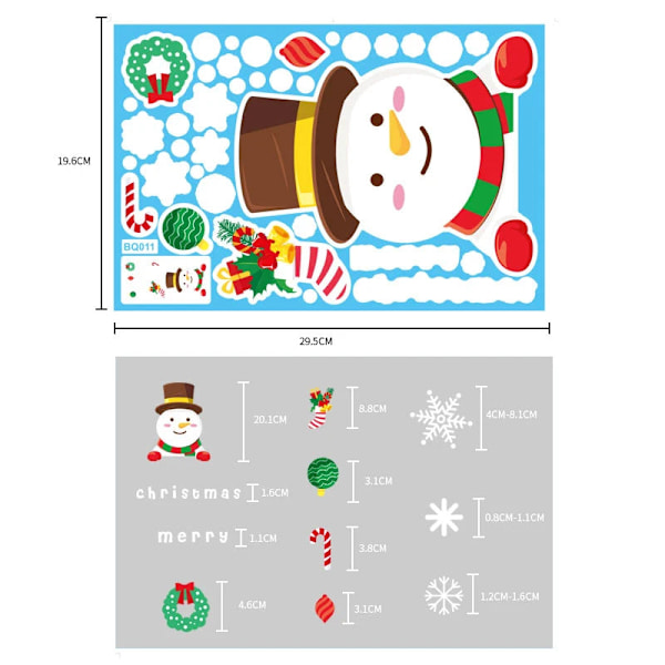 Jul Glasdekaler Heminredning Ornament Jul Snöflinga Jultomte Dörr Butiksfönster Dekal Nyår Juldekoration 20