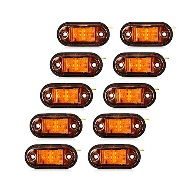 10 st Varningslampa LED Diod Ljus Oval Frigång Trailer Lastbil Orange Vit Röd LED Sidomarkeringslampa 12V 24V Lastbilstillbehör Red