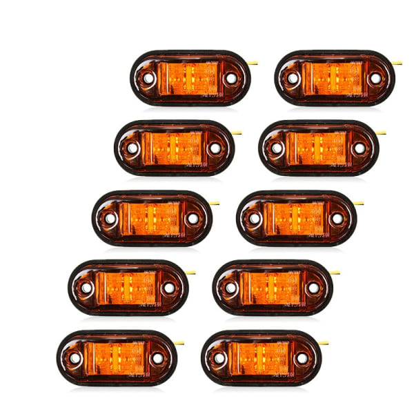 10 ST Varningsljus LED-diodljus Ovalt utrymme för släpvagn Orange Vit Röd LED sidomarkeringslampa 12V 24V Lastbilstillbehör Red