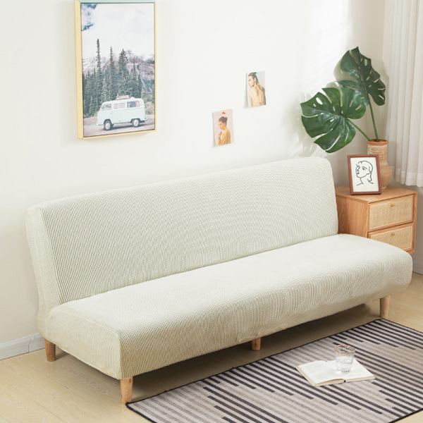 Överdrag Polar Fleece Tyg Ärmlös Bäddsoffa Skydd Enfärgad Utan Armstöd Stor Elastisk Fällbar Möbel Heminredning Bänköverdrag Ivory S 120-155cm