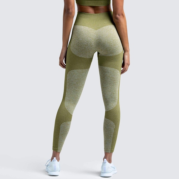 Europeiska och amerikanska sömlösa höftlyftande fukttransporterande yogabyxor sportkläder fitnessbyxor höftvisande tights för kvinnor 9154AB pants-avocado green L