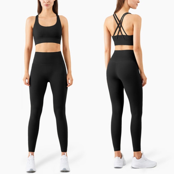 Yoga Set Leggings och Toppar Fitness Sportdräkter Gym Kläder För Kvinnor 2pcs set2 M