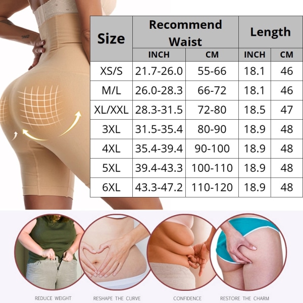 Shapewear för kvinnor Tummy Control Shorts High Waist Trosa Mid Thigh Body Shaper Body Shaping Lady Black 4XL