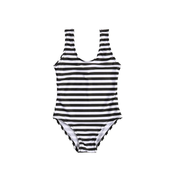 Baddräkt Europeisk Hel Baddräkt Barn Triangeldräkt Badkläder Black white strip M