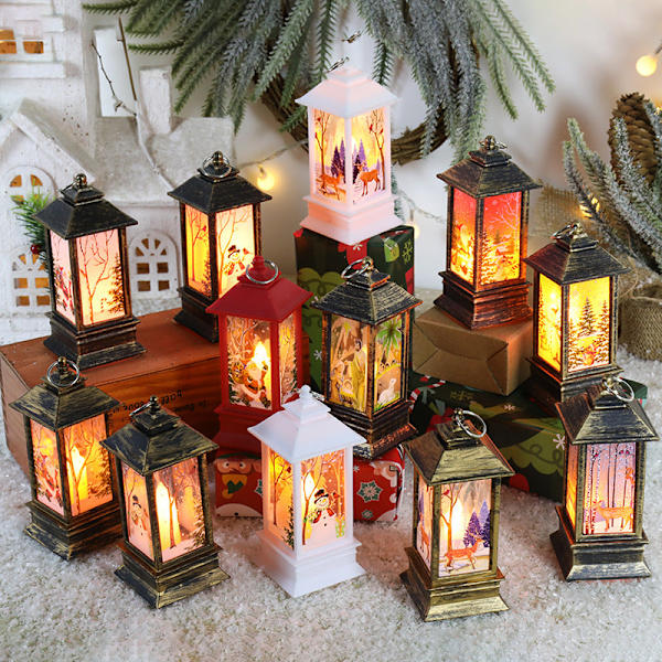 Jul Stormlykt Lysestake Lampe Liten Nattlampe Gammel Snømann Dekor Liten Nattlampe Skrivebordsdekorasjon 2021 new small bronze deer