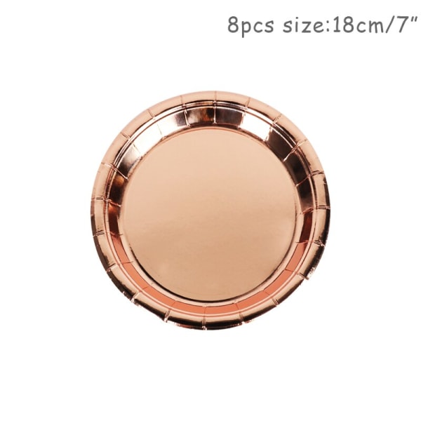 Rose Gold Party Engangsservice Tallerken Nummer Ballon Pige Fødselsdagsfest Bryllupsdekoration Voksen Fejring Baby Shower Dekoration 8pcs 9inch plate2