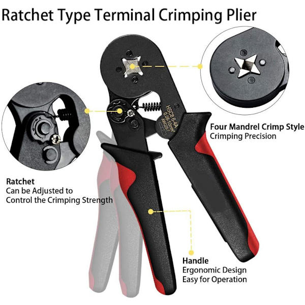 0,08-10mm Rörtångsklämmor Verktygsset Nytt 1200st Terminalklämmor Mini Elektrisk Tång HSC8 Precisionsklämsats Black plier and1200