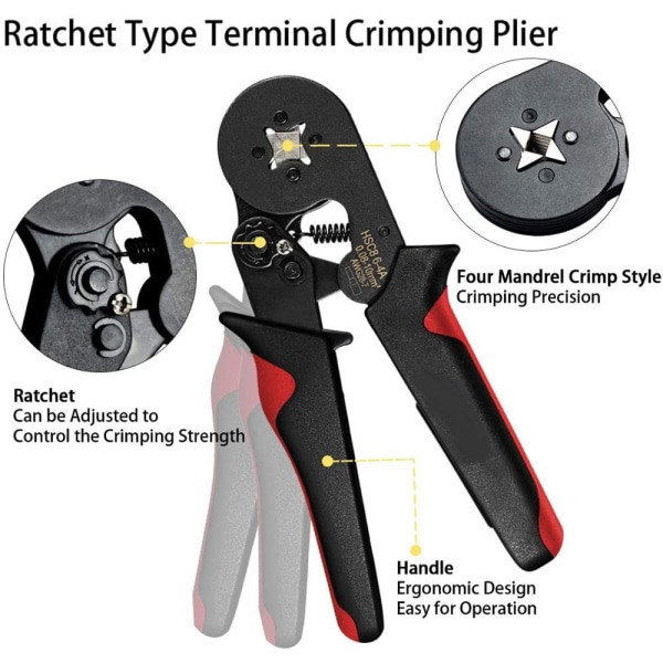 0,08-10mm Rörtångsklämmor Verktygsset Nytt 1200st Terminalklämmor Mini Elektrisk Tång HSC8 Precisionsklämsats Red plier