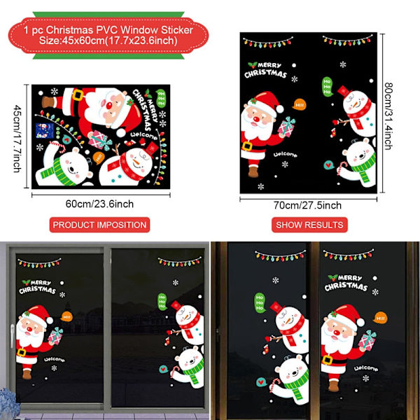 Jul Vägg Fönster Stickers God Jul Dekoration För Hem Julpynt Xmas Navidad Gåva Nyår 17