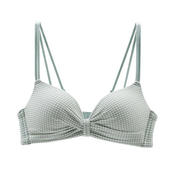 Sexig Rutig Underkläder Bekväm Trådlös BH för Kvinnor Djup Urringning BH Multiway BH A B Kupa Black 32B