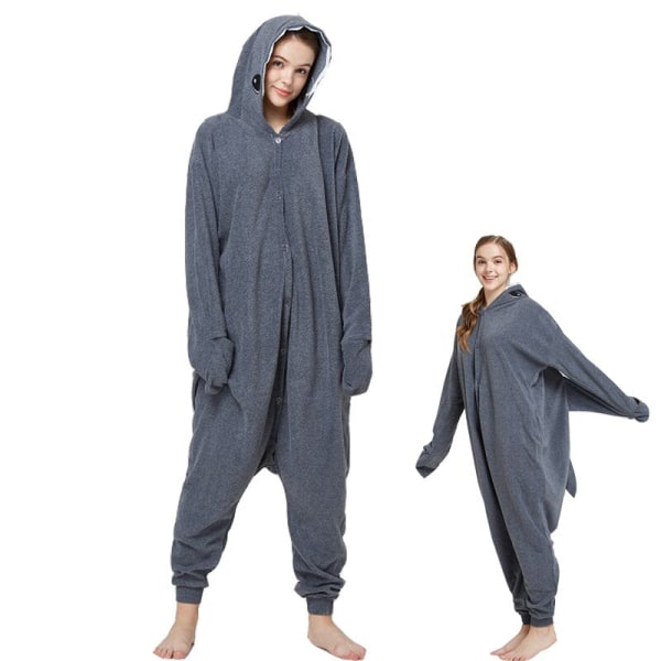 Pyjamas Tecknad Endelad Pijamas Kvinnor Män Kostym Onesies För Vuxna Fleece par tvättbjörn shark onesie 1 XL Fit 178cm-188cm