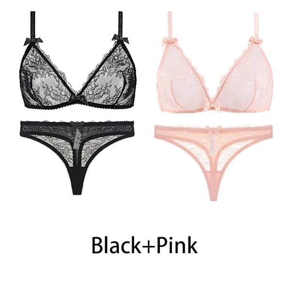 Varsbaby Sexet Gennemsigtigt Undertøj BH Sæt 2 stk Black L