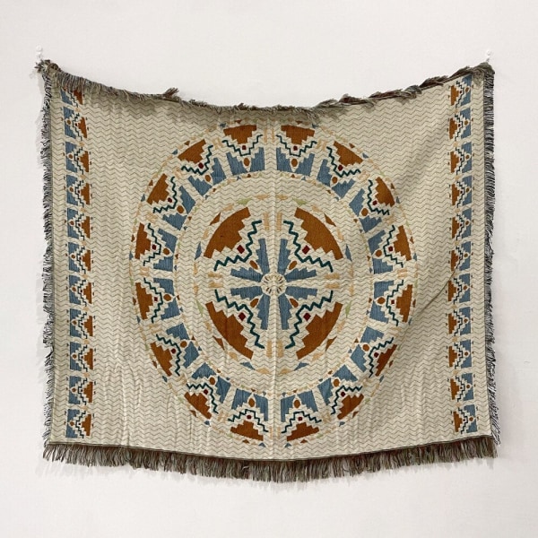 Mystiske Øjne Mønster Vævet Plaid Tæppe Væg Tæppe Sofa Seng Værelse Indretning Kvast Tråd Tæppe Stort Plaid Gobelin Picnic Måtte Xt07-9 130x150cm