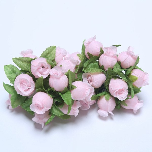 12 stk Mini Kunstig Blomst Silke Rose Blomsterbukett for Bryllupsfest Hjemmedekorasjon DIY Krans Scrapbook tilbehør Rose Red