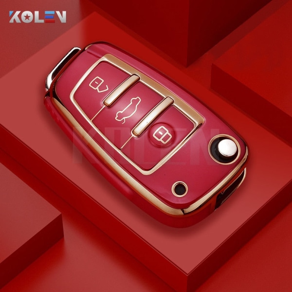 Fashion TPU Bil Flip Nøgle Etui Cover Skal Til A1 A3 8P 8L A4 A5 B6 B7 A6 A7 C5 C6 4F Q3 Q5 Q7 Q8 TT S3 S4 S6 RS White only case