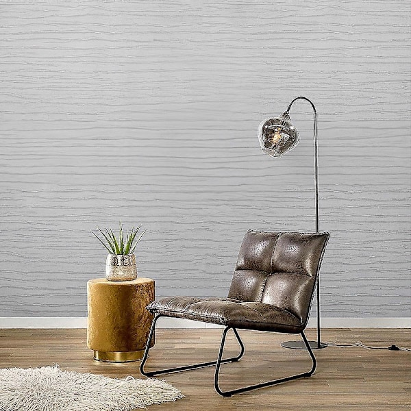 Moderne 3D Tapet med Tretstruktur, Off White