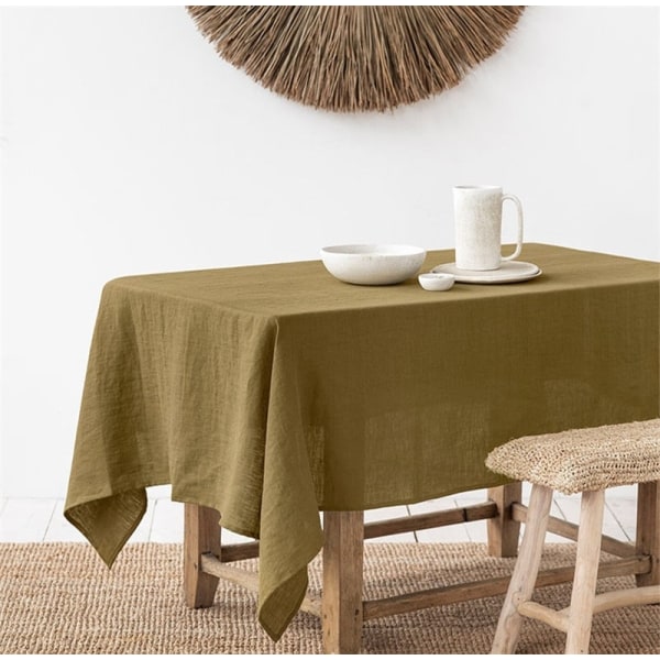 100% Ren Linne Enfärgad Bordsduk, Naturlig Tygbordsduk, för Kök Matsal Fest Högtidsbordsdekoration moss green 130x380cm