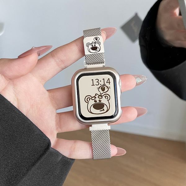 Kellon ranneke Apple Watch iWatch SE/4/5/6 44m Tähtisumu Väri Mansikkakarhu + Suojakotelo