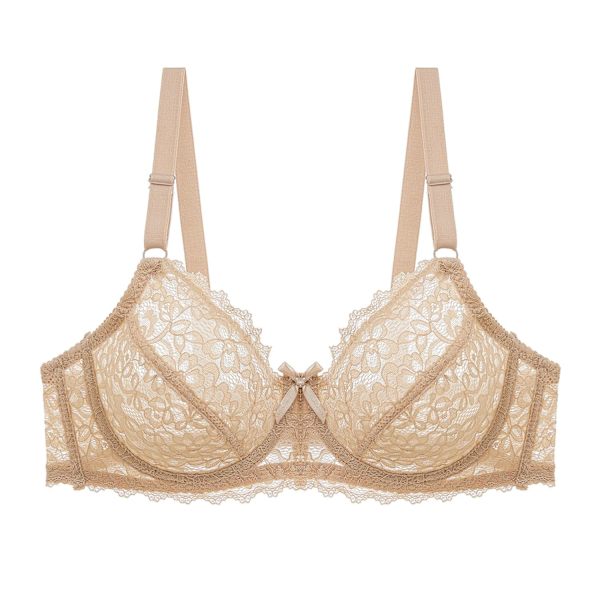 Ultratynd Plus Size Dame Undertøjs BH Solid Gennemsigtig Blonde Dame BH White 42C