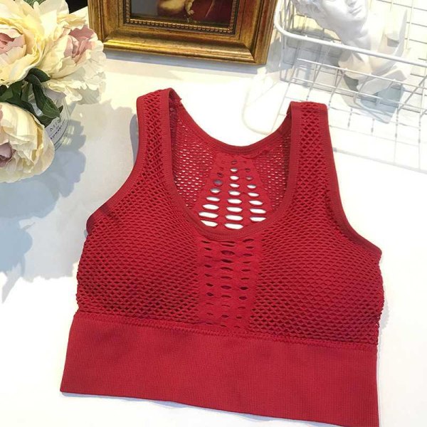 Dame Sports BH Sexet Mesh Åndbar Sports Top Push Up Kvindelig Gym Fitness Sports Undertøj Kvinde Black L