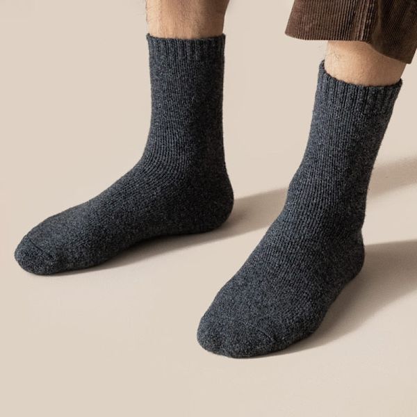 1 par Varma Vinterstrumpor Dam Ull Herr Supertjocka Enfärgade Strumpor Merinoullstrumpor Mot Kall Snö Frottéstrumpor wine red 1 Pairs