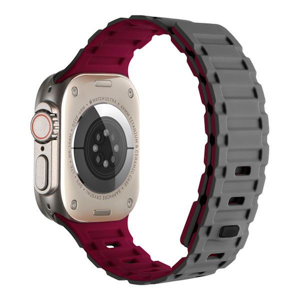 Kellon ranneke Apple Watch iWatch 41/40/38mm harmaa viininpunaisella