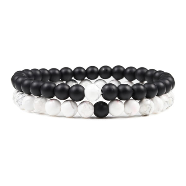 Avståndsarmband för par med pärlor Klassiska Svarta Matta Gröna Malakitarmband Lämpliga Kvinnor Män Yoga Elastiska Smycken White Black Matte A