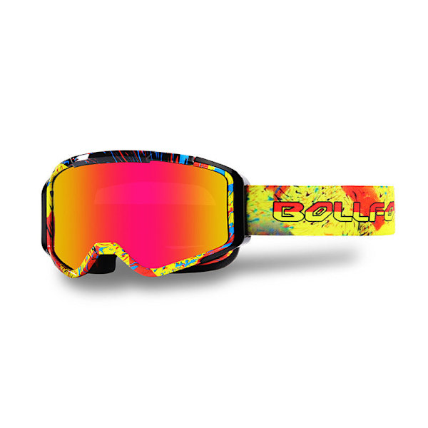 Motocross-lasit, laskettelu, MX, maastoajolasit, moottoripyöräily, ulkoilu, pyöräily, ATV-lasit, crossipyörälasit Yellow color frame pink lens 17cm