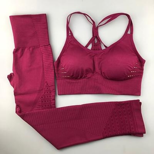 Joogasetti Naisten Fitness-vaatteet Urheiluvaatteet Leggingsit Pehmustetut Push-up Rintaliivit red M