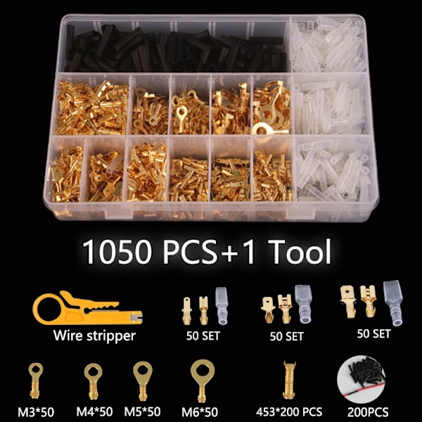 135/270/315 kpl 2,8/4,8/6,3 mm puristusliittimen eristystiivistejohtimen liitin uros- ja naaraspuolinen pistoke jousiliitinsarja 135 PCS Gold